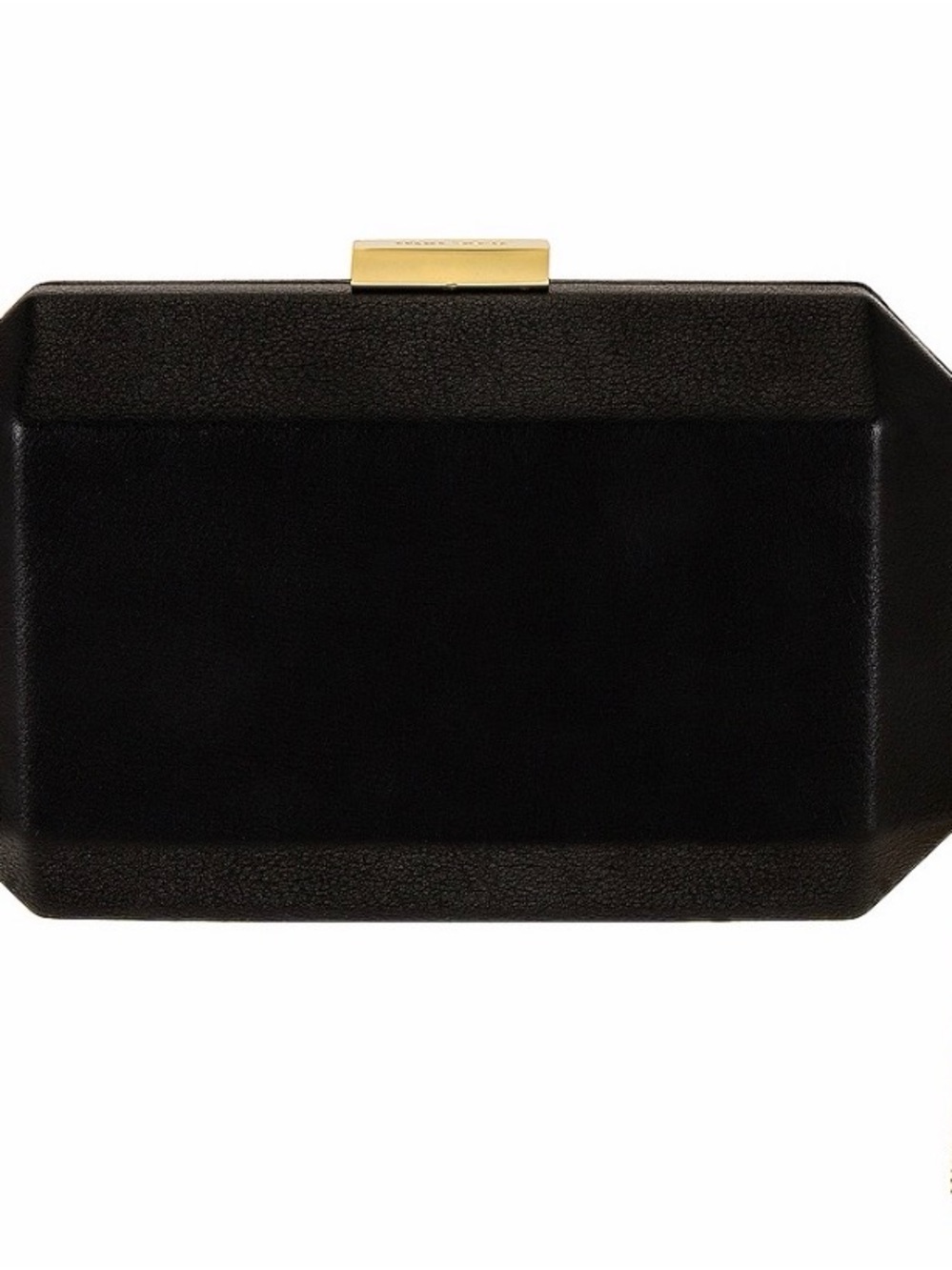 Olga Berg Black Velvet Octagon Clutch with Gold Clasp